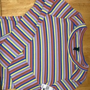 Nude rainbow colors crop top long sleeve medium